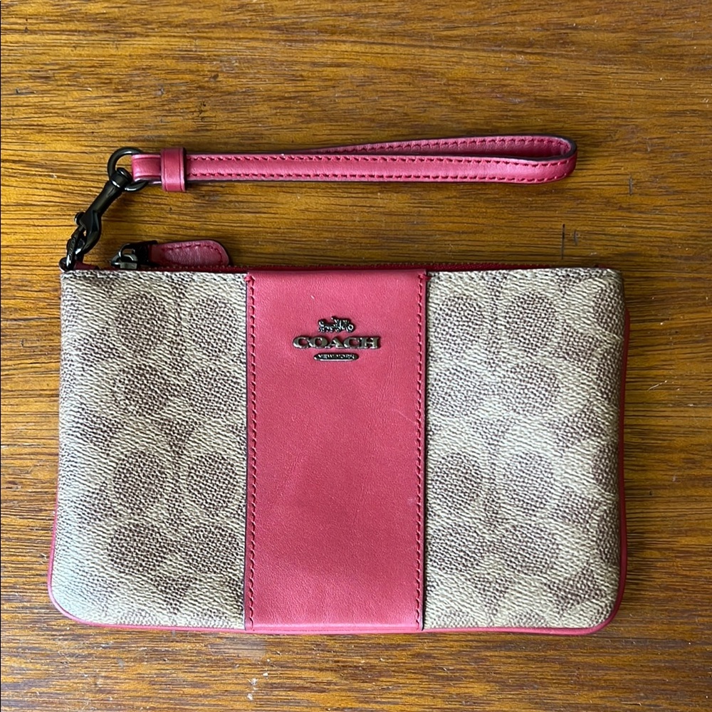 Coach Red and Tan Wristlet